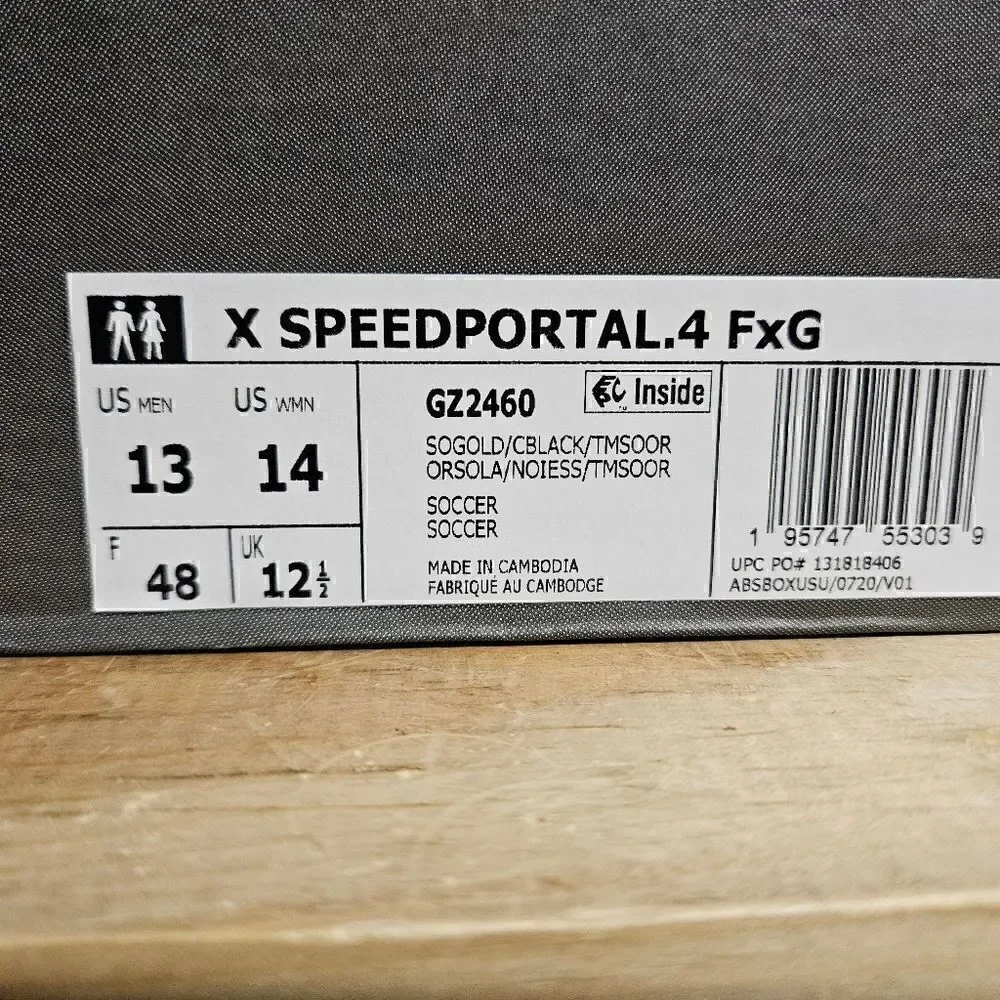 Adidas Men's X Speedportal. 4 FxG Size 13 Orange Black Soccer Cleats GZ2460
